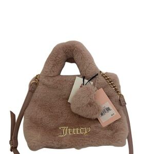 NWT Juicy Couture Faux Fur Mini Tote Bag - Dusty Rose Pink